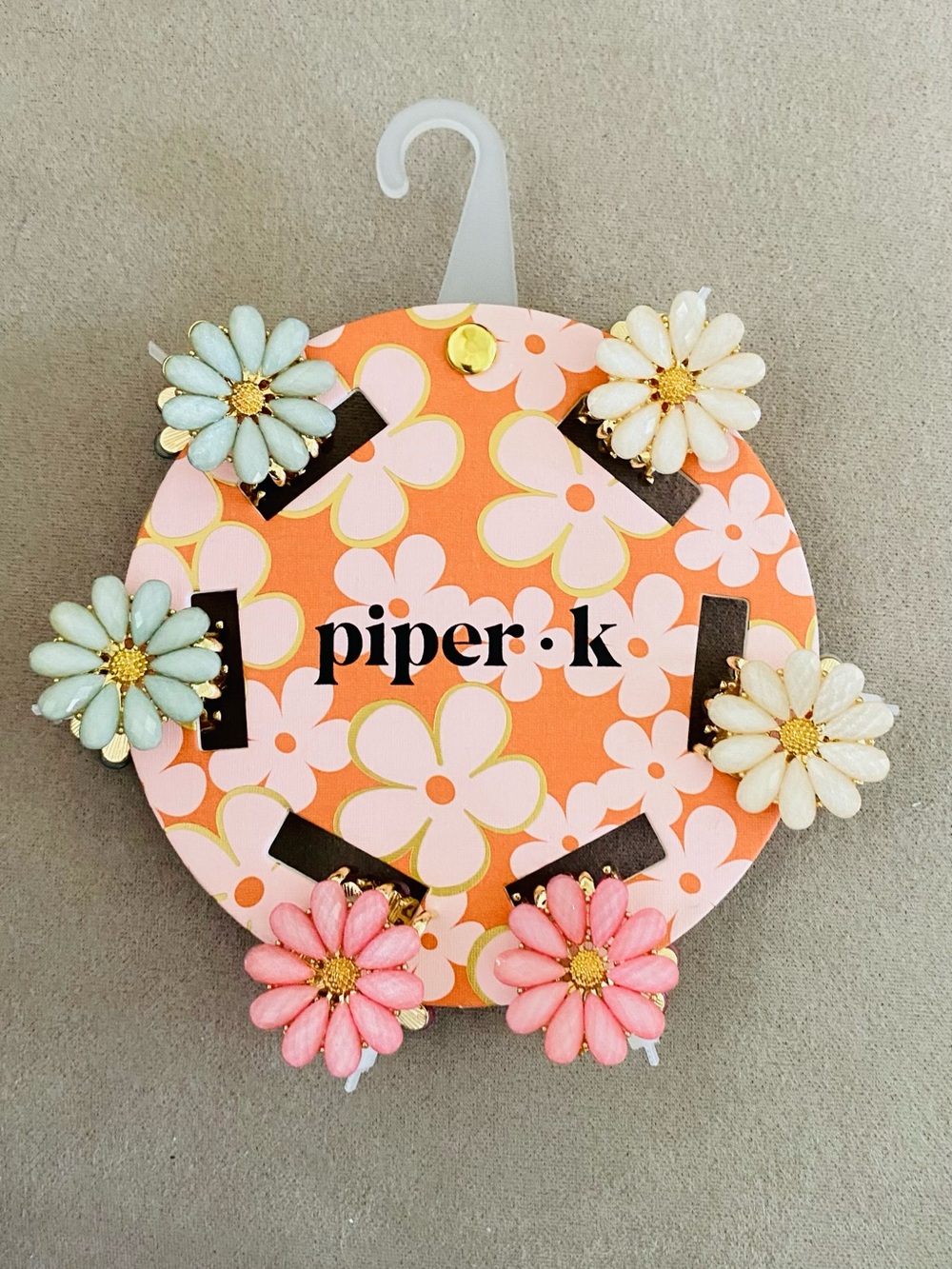 Piper.k Pastel Daisy/Sunflower Hair Clip Set - Pink, Mint & Cream